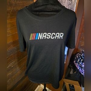 NWT Nascar L True Black Embroidered Tee